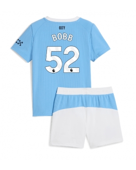Billige Fotballdrakt Manchester City Oscar Bobb #52 Replika Hjemmedraktsett Barn 2025-26 Kortermet (med bukser)